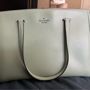 mint green kate spate bag in perfect condition barely used with silver accents